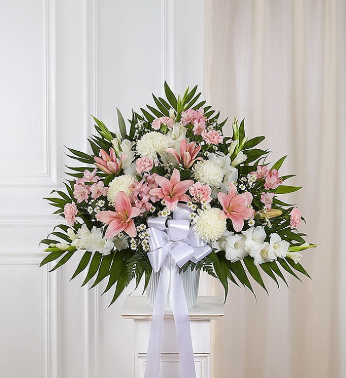 Heartfelt Sympathies&trade; Standing Basket- Pink &amp;White