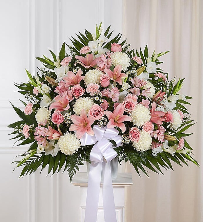 Heartfelt Sympathies&trade; Standing Basket- Pink &amp;White