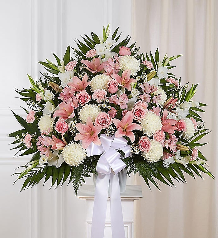 Heartfelt Sympathies&trade; Standing Basket- Pink &amp;White