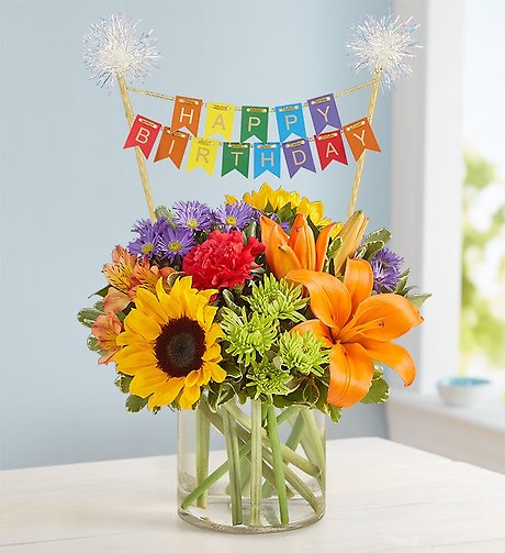 Floral Embrace&trade; with Happy Birthday Banner