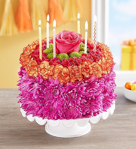 Birthday Wishes Flower Cake&reg; Vibrant