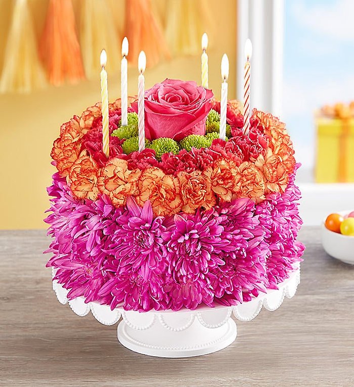 Birthday Wishes Flower Cake&reg; Vibrant