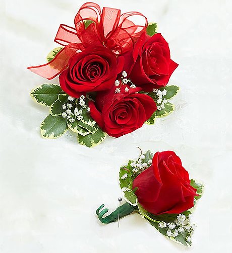 Red Rose Corsage &amp; Boutonni&egrave;re
