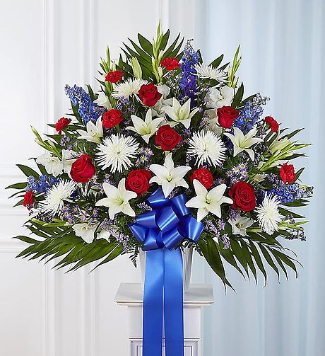 Heartfelt Sympathies&trade; Red, White and Blue Standing Basket