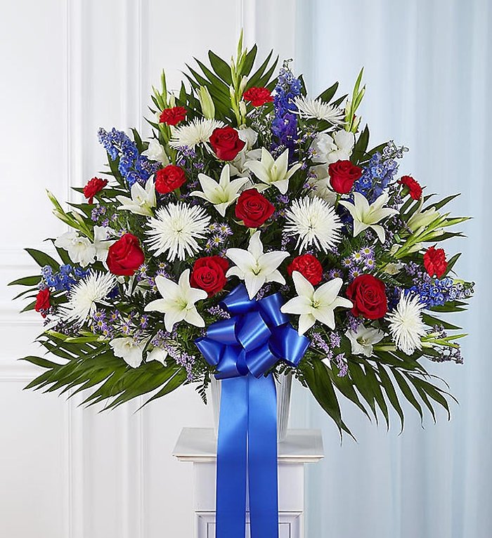 Heartfelt Sympathies&trade; Red, White and Blue Standing Basket
