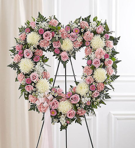 Always Remember&trade; Floral Heart Tribute - Pink &amp; White