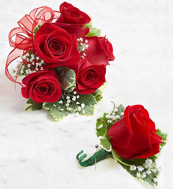Red Rose Corsage &amp; Boutonni&egrave;re